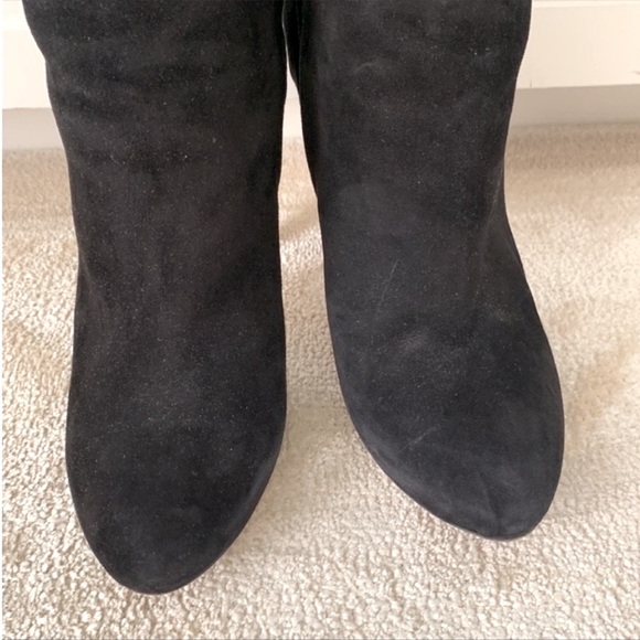 Fendi Black Suede Knee High Boots Brown Lizard Trim Platform High Heel 40 - Picture 2 of 10